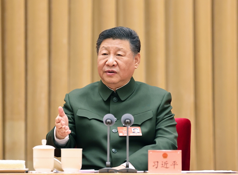 习近平在出席解放军和武警部队代表团全体会议时强调： 落实高质量发展要求 实现我军建设“十四五”规划圆满收官